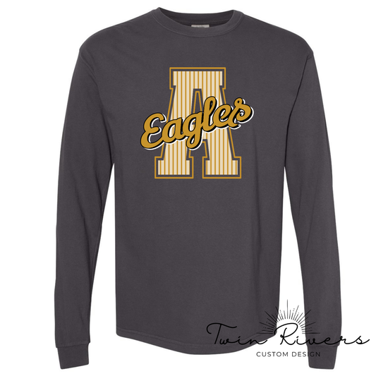 Athens Eagles Striped Varsity Letter Long Sleeve Tee