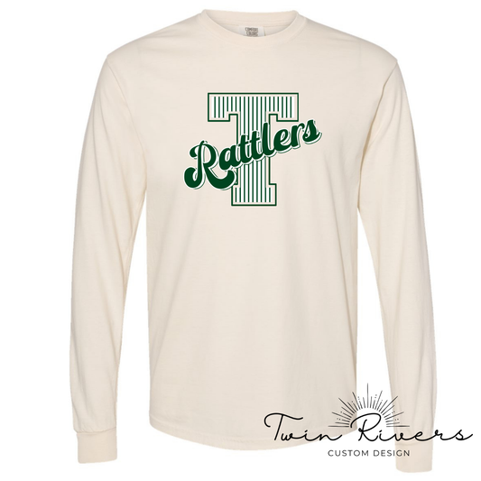 Rattlers Striped Varsity Letter Long Sleeve Tees