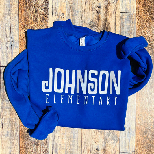 Johnson Elementary Color Block - Bella Canvas Sponge Fleece Royal Blue