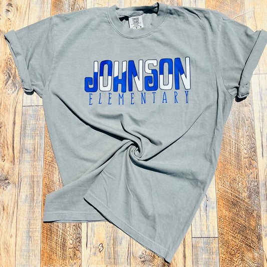 Johnson Elementary Color Block - Comfort Color Gray