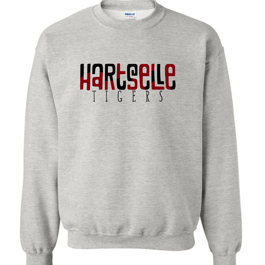 Hartselle Tigers  Color Block - Gildan Ash Gray Sweatshirt