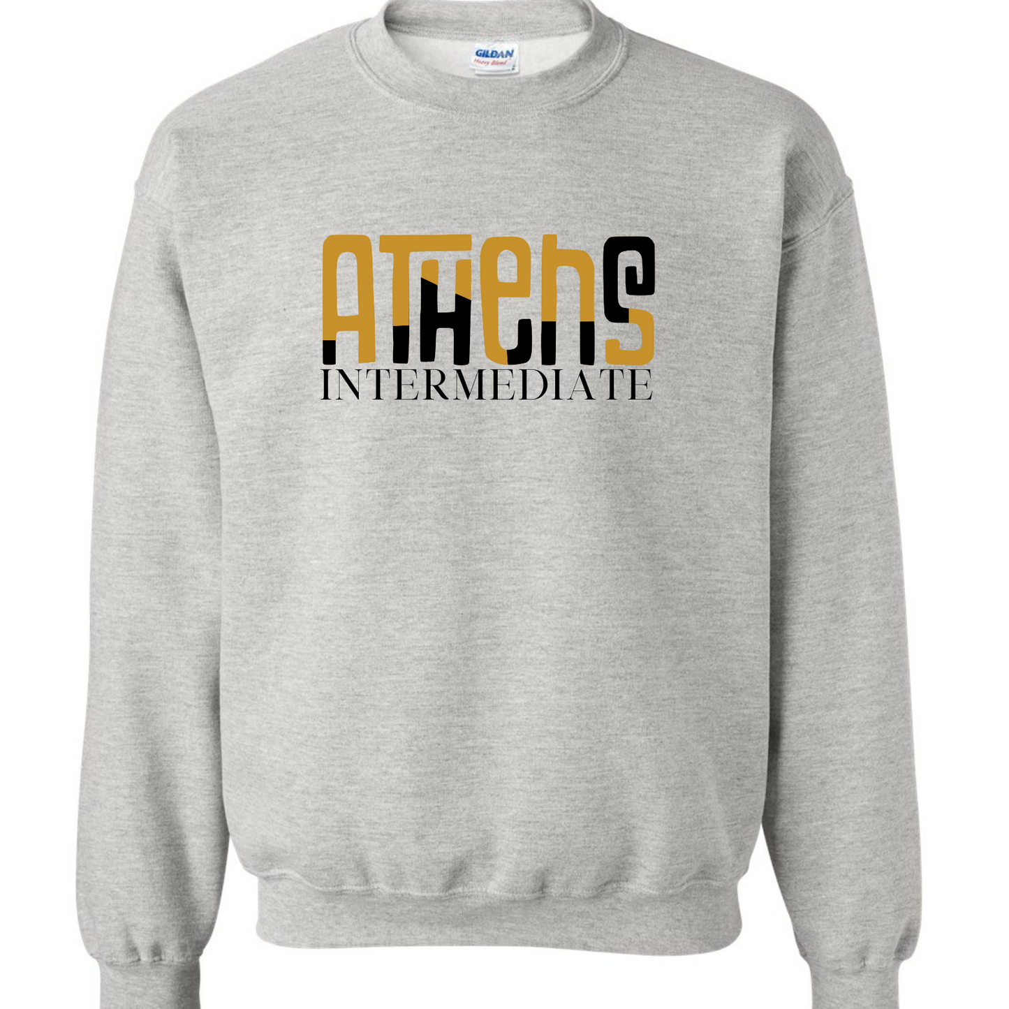 Athens Intermediate School Color Block - Gildan Ash Gray Sweatshirt