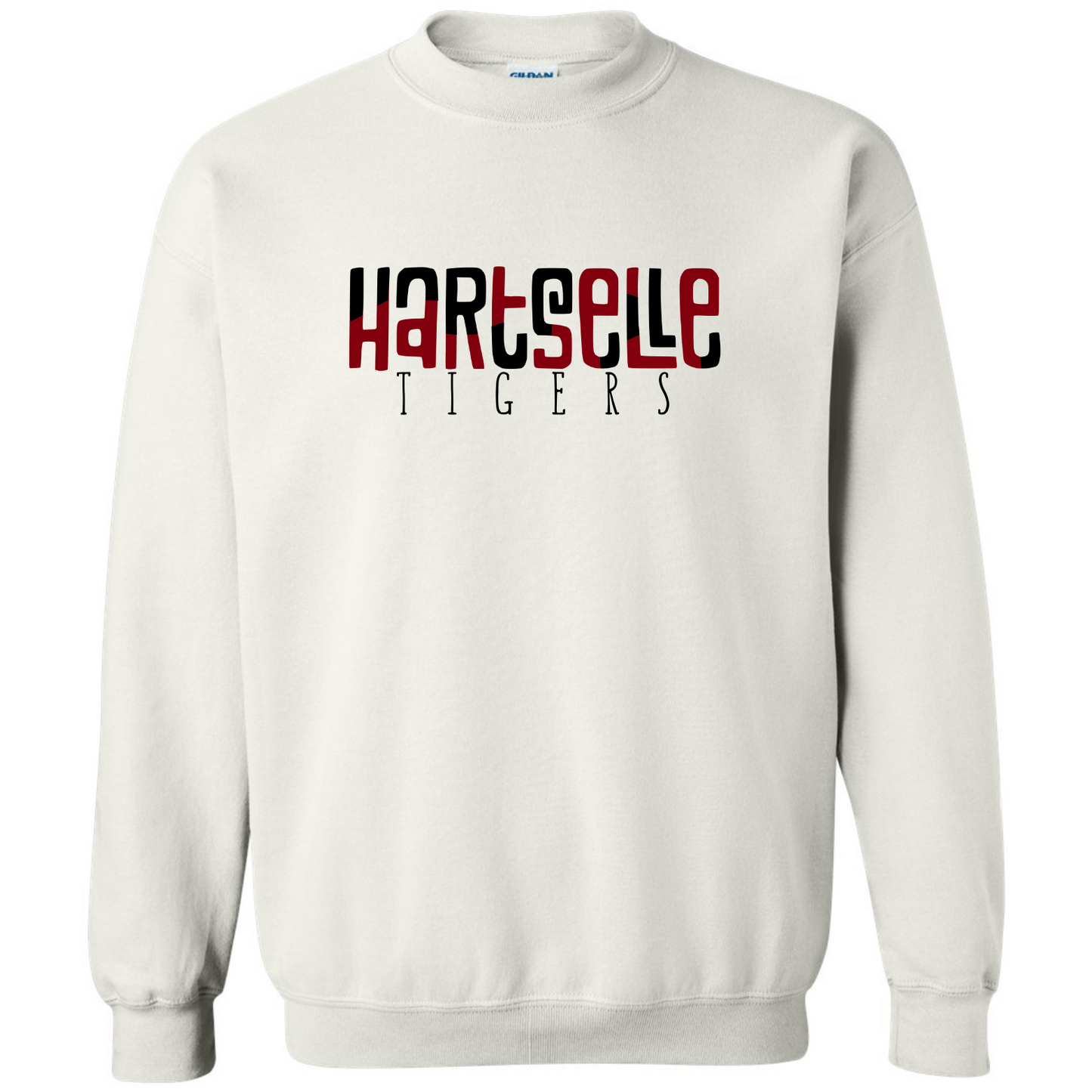 Hartselle Tigers  Color Block - Gildan White Sweatshirt