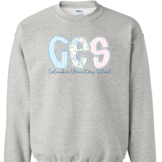 Columbia Elementary Floral CES Ash Gray Gildan Sweatshirt