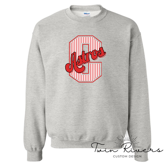 Columbia Elementary Striped Varsity Letter Ash Gray Gildan Sweatshirt