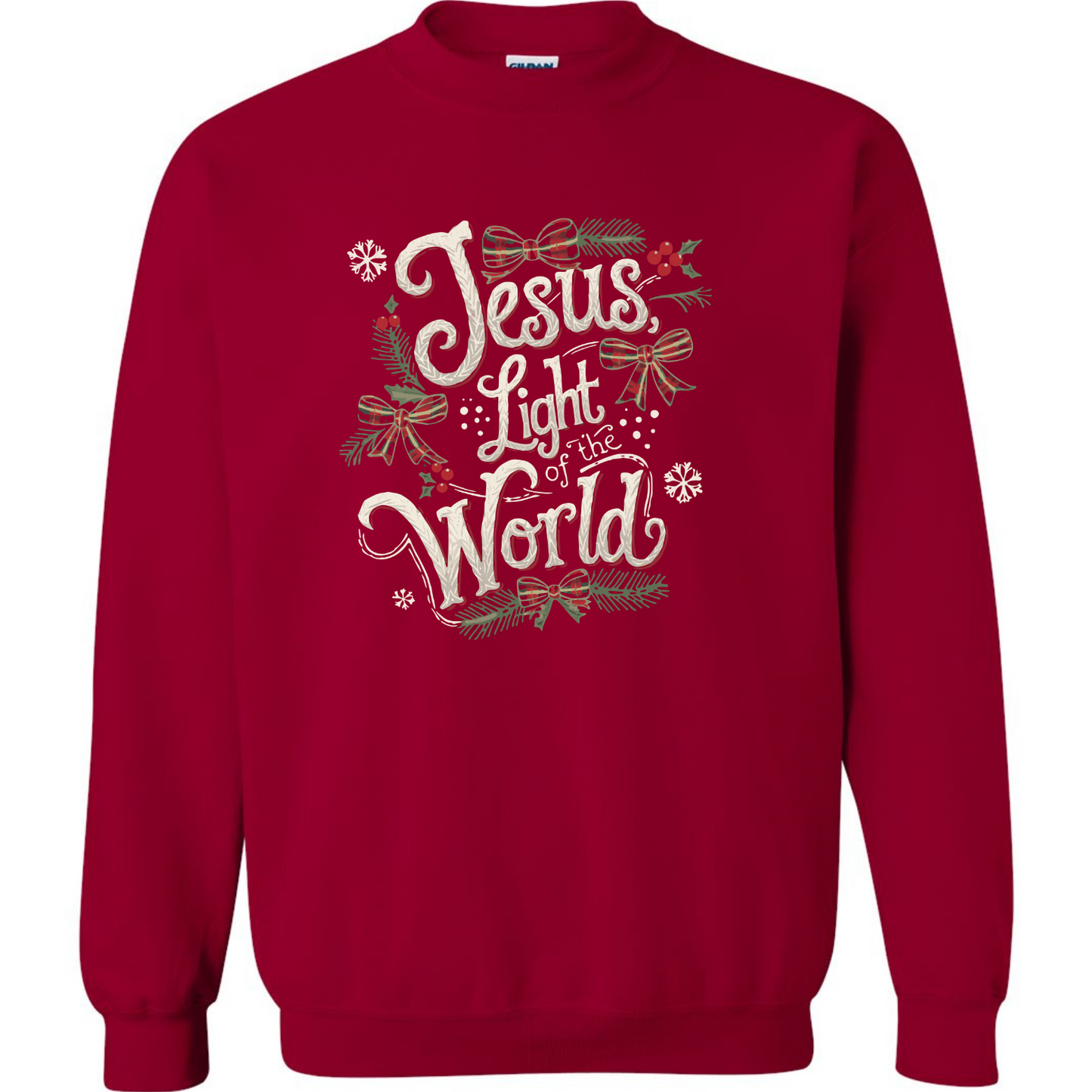 Jesus Light of the World - Gildan Cardinal Red Sweatshirt