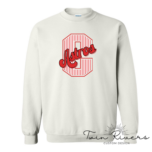 Columbia Elementary Striped Varsity Letter White Gildan Sweatshirt