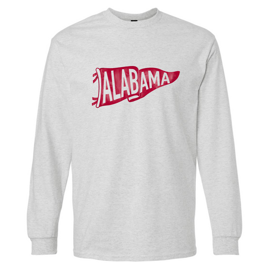 Alabama Pennant - Ash Gray Gildan Long Sleeve