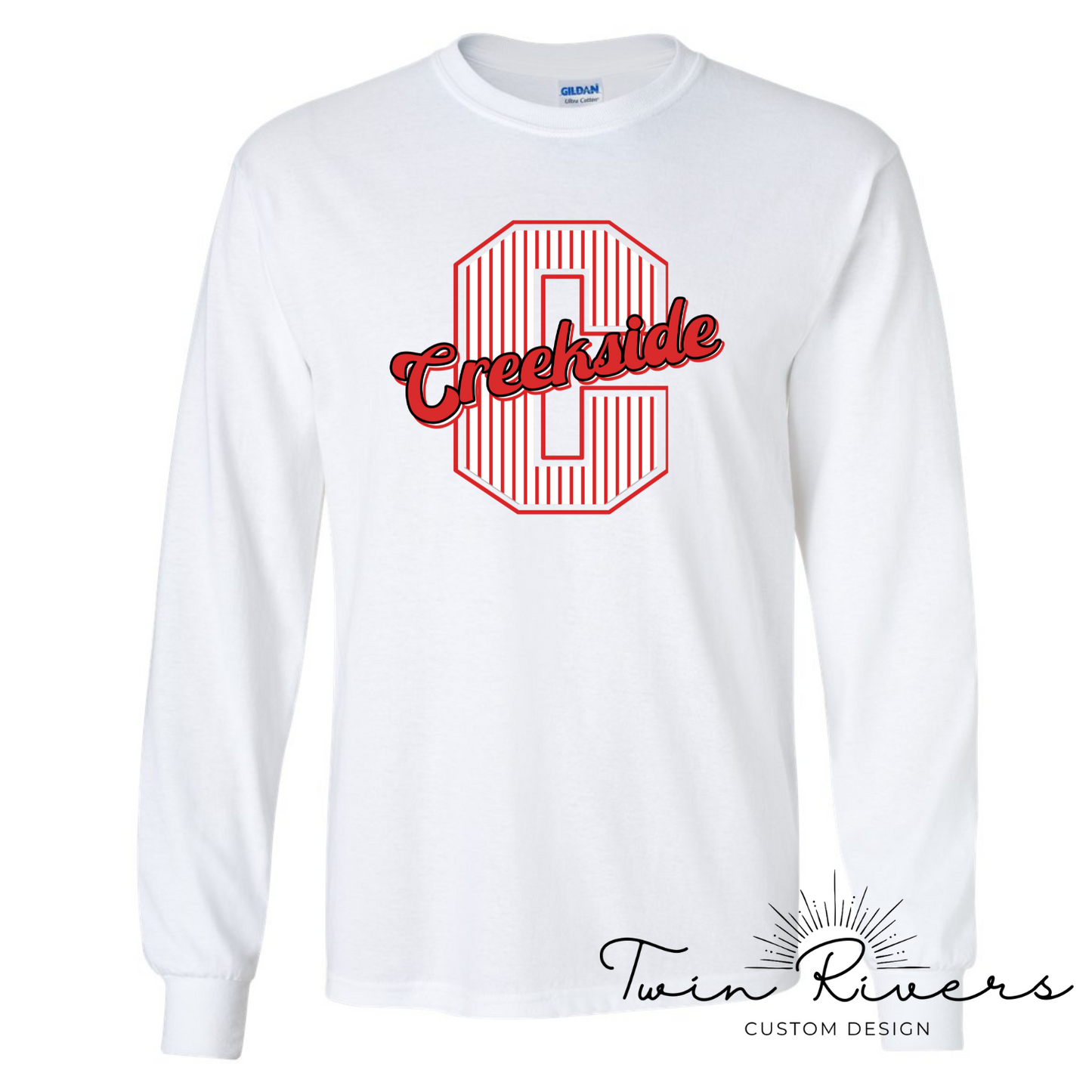 Creekside Striped Varsity Letter Long Sleeve Tees