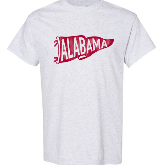 Alabama Pennant - Ash Gray Gildan Short Sleeve