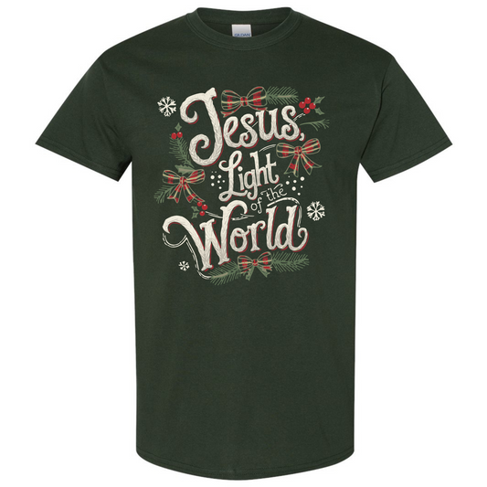 Jesus Light of the World - Gildan Forest Green Short Sleeve