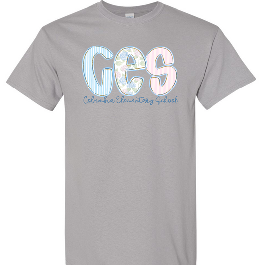Columbia Elementary CES Floral Gravel Gildan Tee