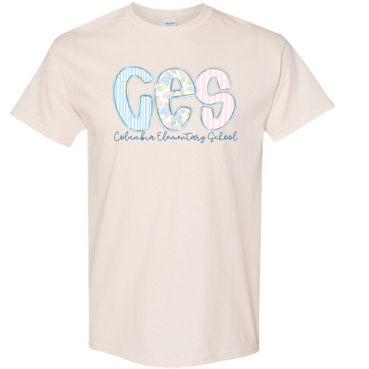 Columbia Elementary CES Floral Natural Gildan Tee