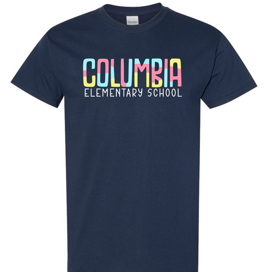 Columbia Elementary Color Block Navy Gildan Tee