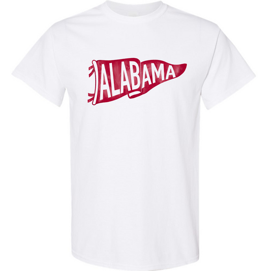 Alabama Pennant - White Gildan Short Sleeve