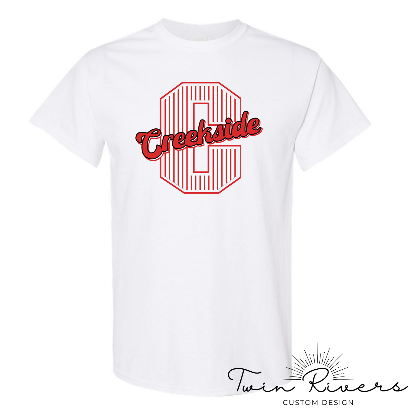 Creekside Varsity Striped Letter Tees