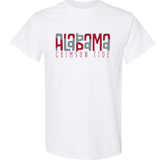 Alabama Crimson Tide - White Gildan Short Sleeve