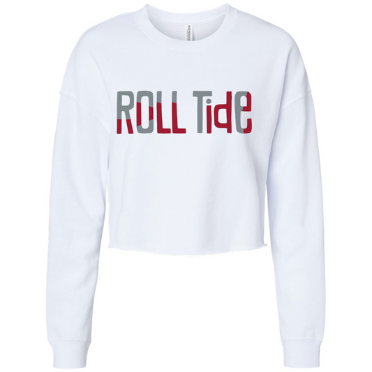 Roll Tide - White American Apparel Cropped Lightweight Sweatshirt