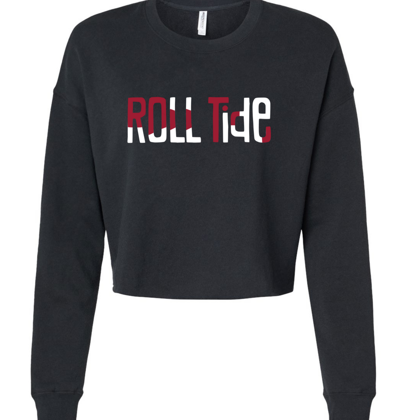 Roll Tide - Black American Apparel Cropped Lightweight Sweatshirt