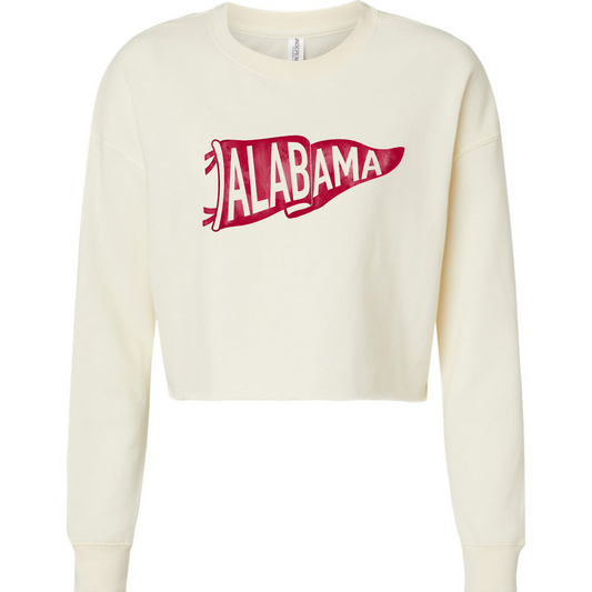 Alabama Pennant - Bone American Apparel Cropped Lightweight Sweatshirt