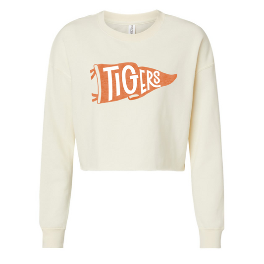 Auburn Tigers Pennant - Cropped Lightweight Sweatshirt Ivory