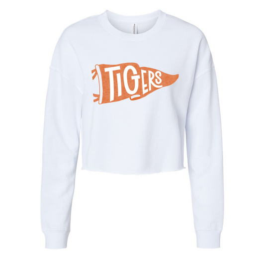 Auburn Tigers Pennant - Cropped Lightweight Sweatshirt White