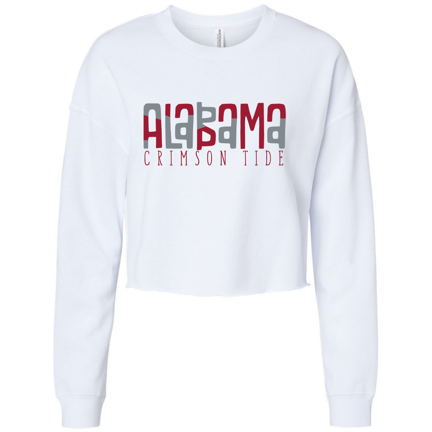 Alabama Crimson Tide - White American Apparel Cropped Lightweight Sweatshirt