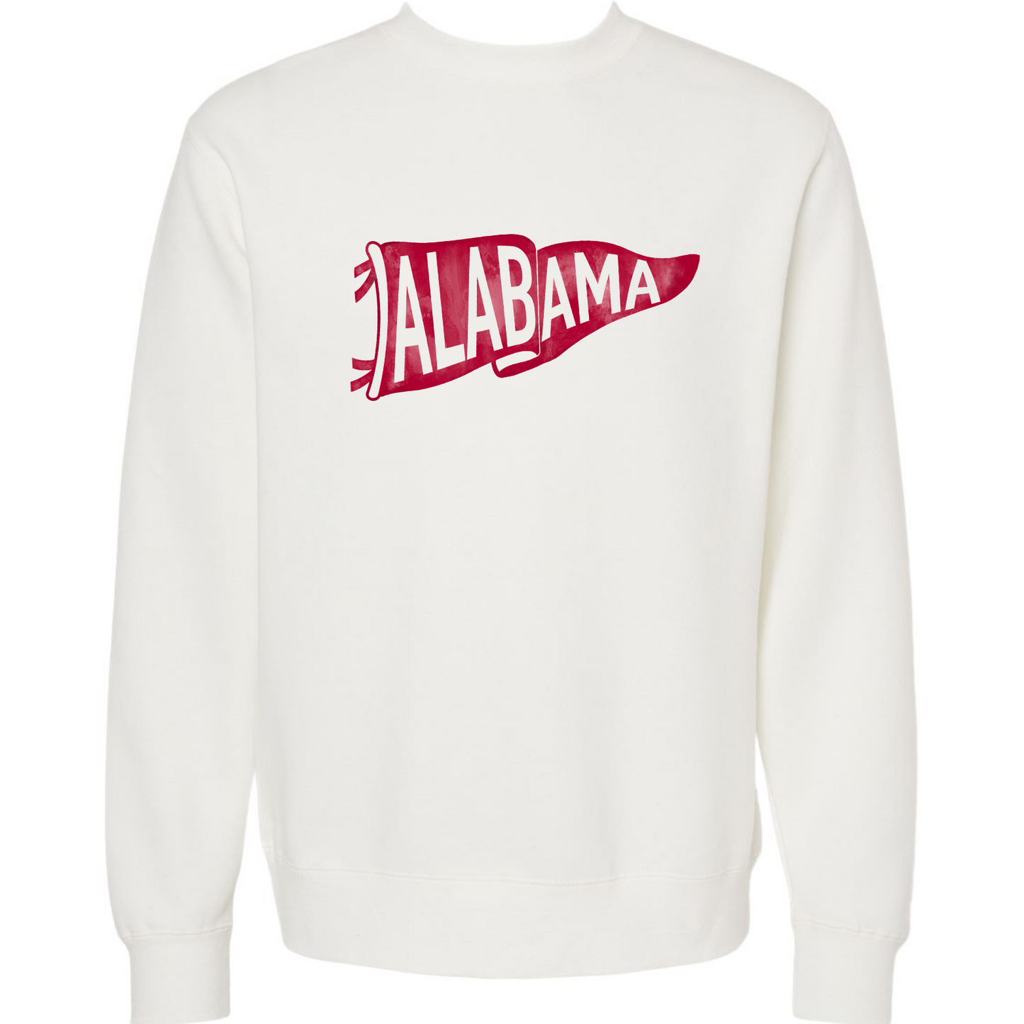 Alabama Pennant - Independent Trading Co. Pigment Dyed White Sweatshirt