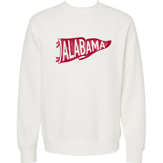 Alabama Pennant - Independent Trading Co. Pigment Dyed White Sweatshirt