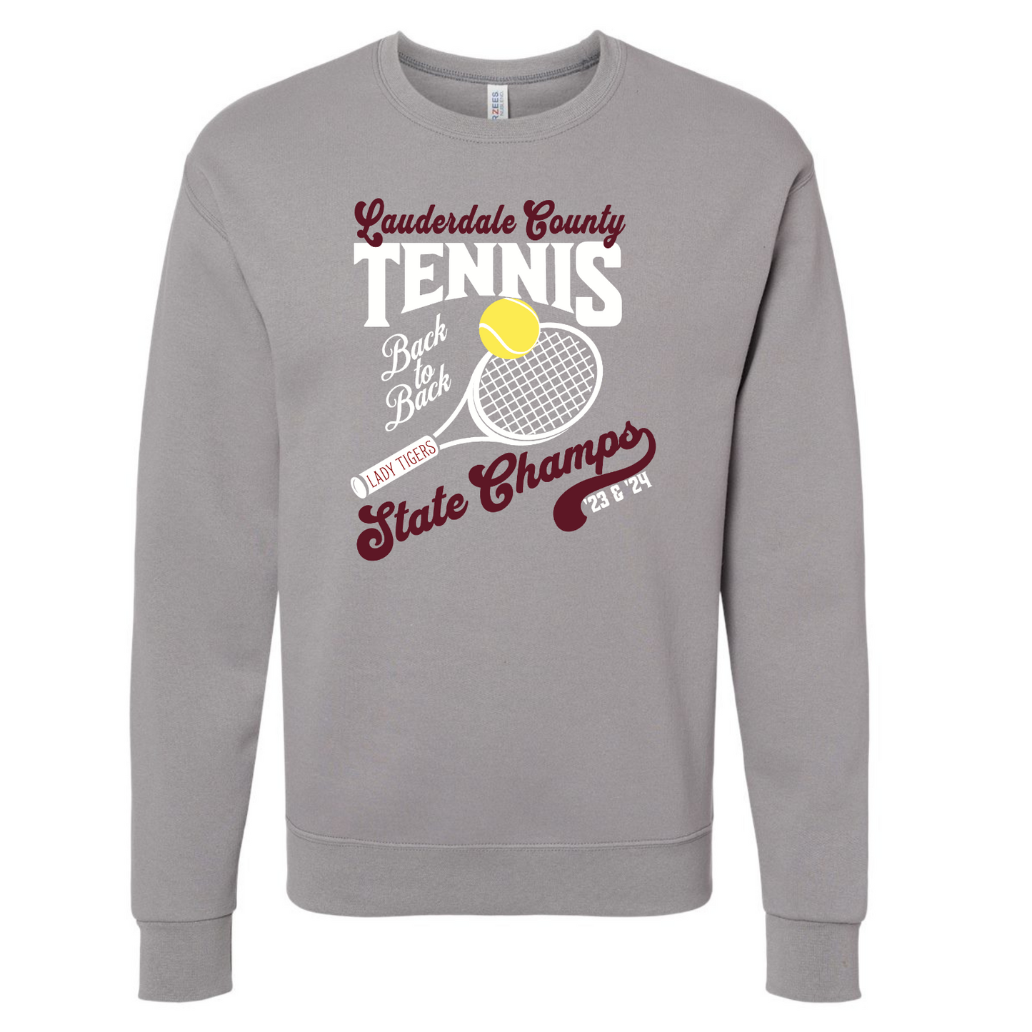 LCHS Tennis Racket Jerzees Gray Rock Sweatshirt