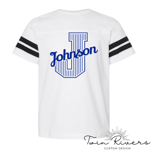 Johnson Striped Varsity Letter Vintage Tees