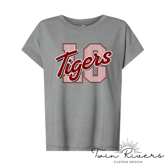 Lauderdale County Tigers Varsity Striped Letter Vintage Tees