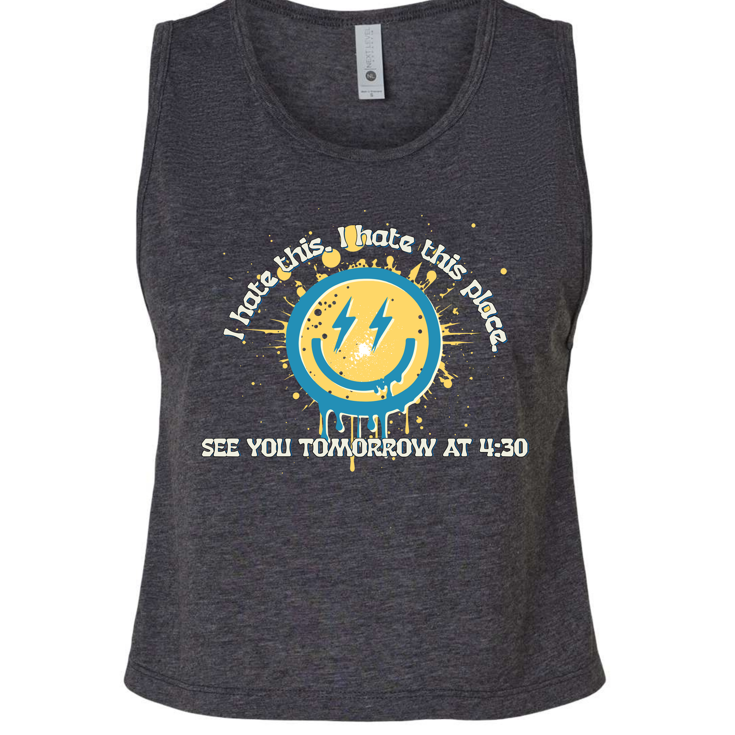 Burn Boot Camp Next Level Charcoal Cropped Tank 5083