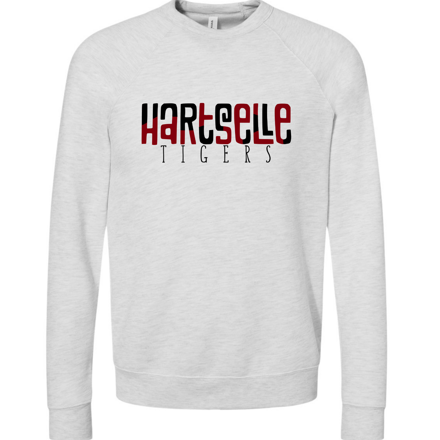 Hartselle Tigers  Color Block - Bella Canvas Ash Gray Sponge Fleece