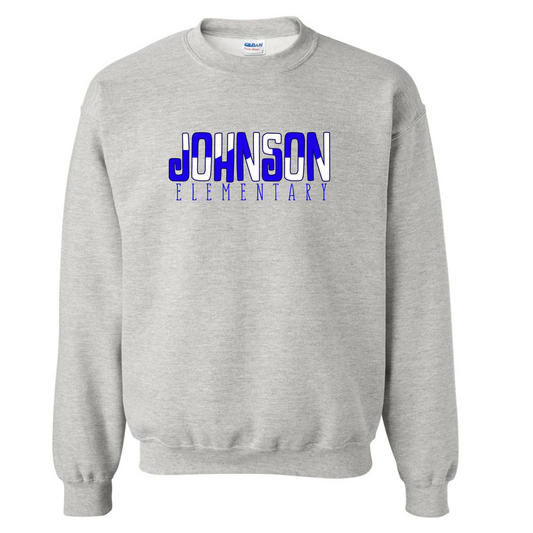 Johnson Elementary Color Block - Gildan Ash Gray Sweatshirt