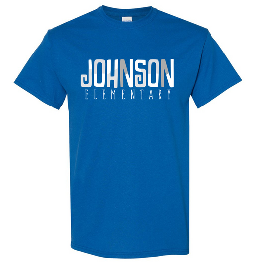 Johnson Elementary Color Block - Gildan Royal Tee